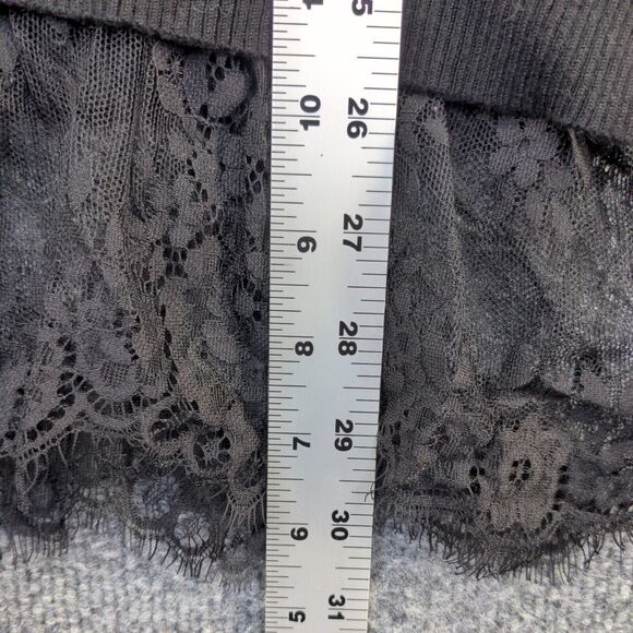 Alya Women's Tunic Sweater Black Large Long Sleeve Lace Hem Rayon V-Neck - Picture 11 of 12